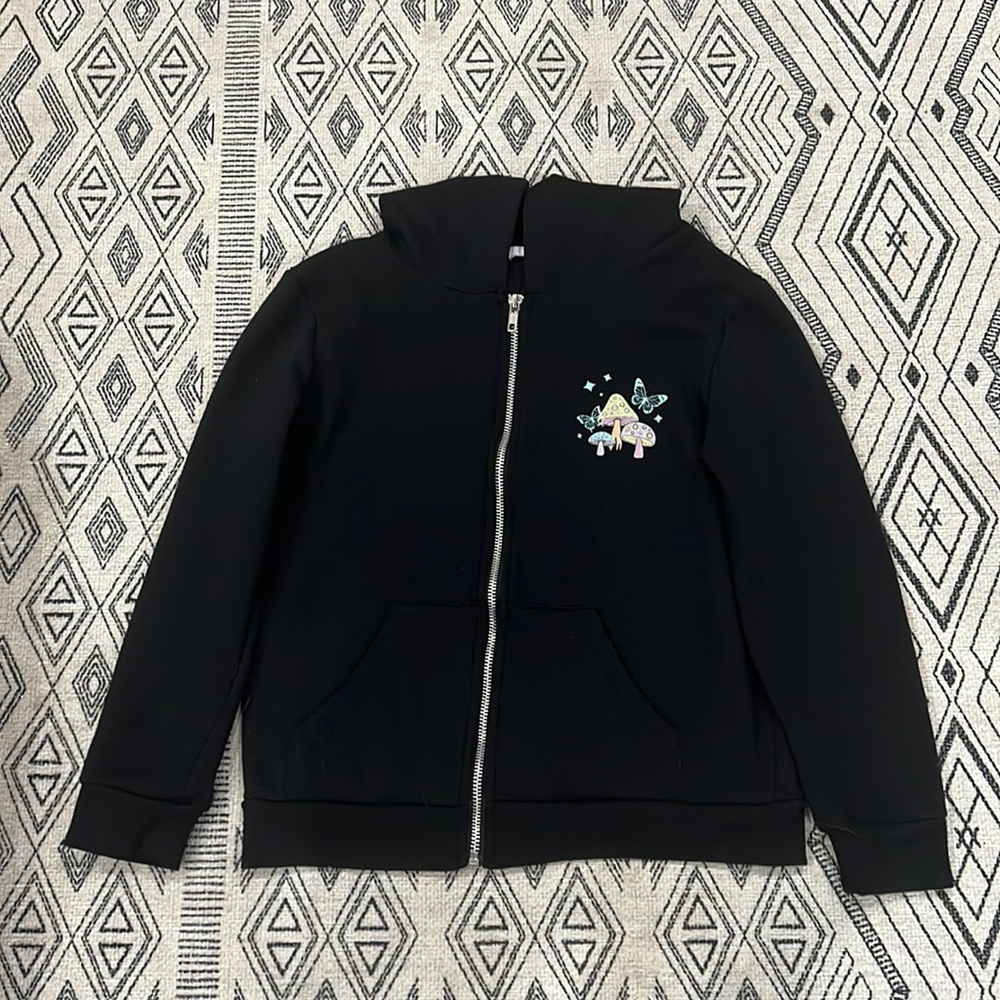 Tillys full tilt zip up hoodie black stay groovy lightly worn good condition
